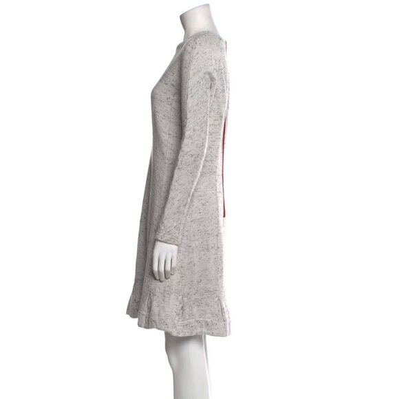 Carven Long Sleeve Sweatshirt Dress Ruffle Hem Gray Back Zip Womens Size Large - Picture 7 of 15